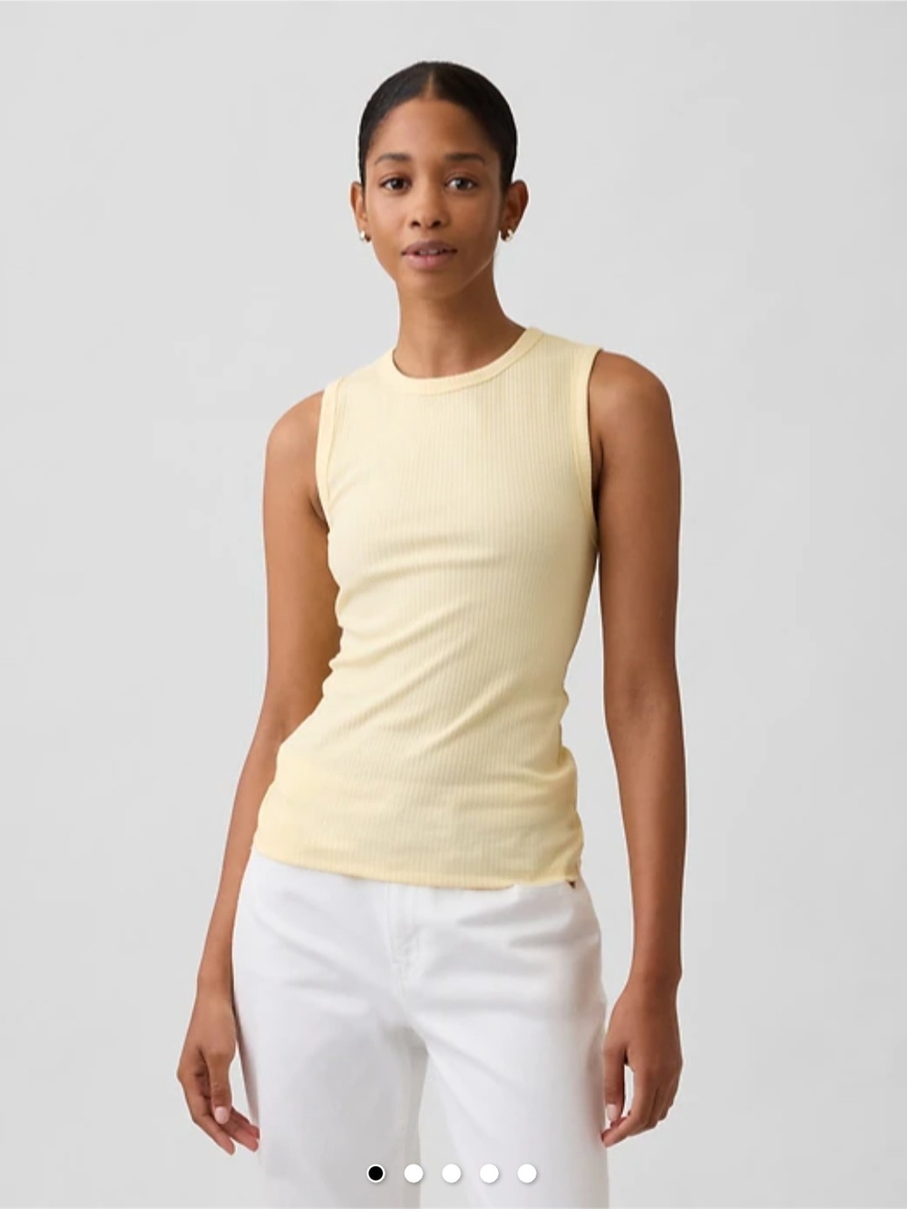 GAP Sleeveless Ribbed Tank in Pale Yellow